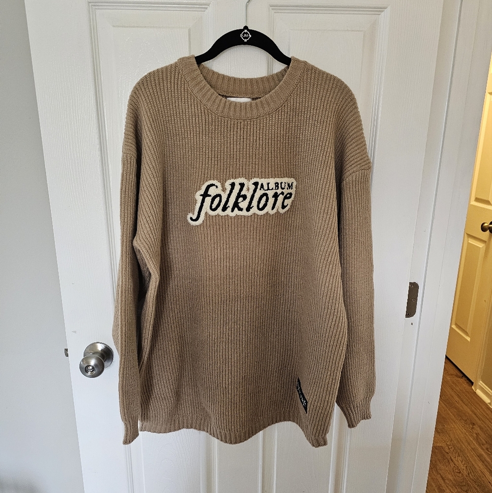 NWT Taylor Swift Folklore Album Chenille Patch Crewneck Sweater Size Medium